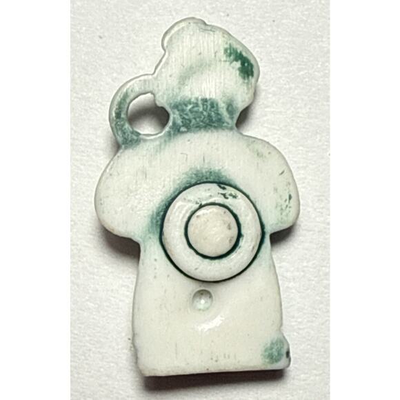 Vintage Cracker Jack Green and White Cartoon Character Woman Charm 1G - Picture 2 of 2